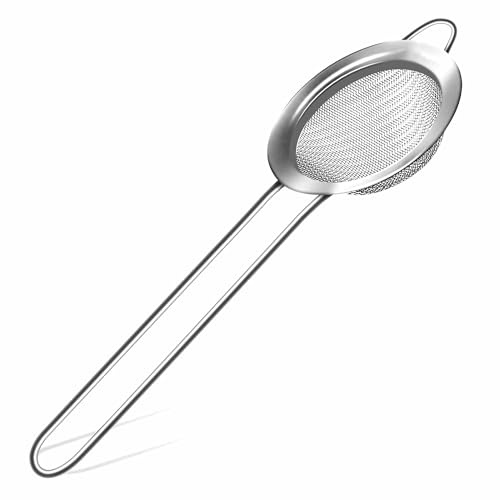 7cm Fine Mesh Stainless Steel Strainer, Small Sieve with Sturdy Handle, Rust-Free Metal Sieve for Tea Coffee Flour Spices Kitchen Use