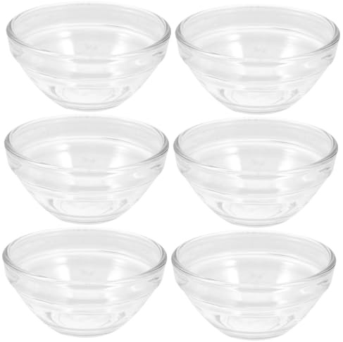 FELTECHELECTR 6pièces Lot De Bols à Dessert Verre Transparent Bols à Pudding Empilables Coupelles Rondes Compactes Pour Salades Et Fruits Design Élégant Et Facile à Nettoyer