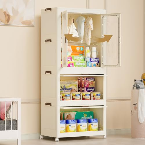 WJYCGFKJ Tragbarer Kleiderschrank-Aufbewahrungs-Organizer (4 große Boxen)