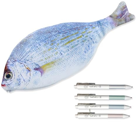 CATOR Schlampermäppchen, Simulierte Fischstifttasche, Kreative Simulation Karausche Federmäppchen Lustige Briefpapierbox Gesalzener Fisch Federmäppchen, mäppchen (Weißköder)