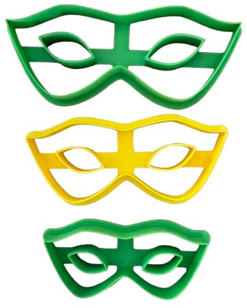 Tagliabiscotti.it - Cutter di 3 maschere di carnevale - Tagliabiscotti Stampi per biscotti frolla o decorazioni torte in pasta di zucchero - COLORI CASUALI - Misure 8-10-12cm (parte lunga).