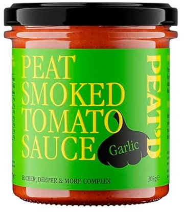 PEAT'D Garlic Pack of 4 Jars - Peat Smoked Tomato Pasta Sauce - Richer, Deeper & More Complex. Award winning sauces, handsmoked in Scotland