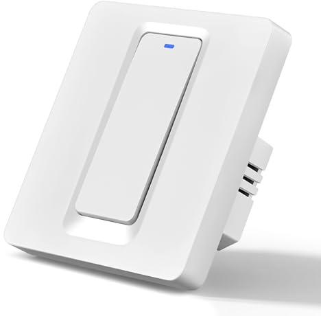 Interrupteur WIFI, Interrupteur Connecté Compatible avec Alexa, Alexa Interrupteur Mural Lampe avec Tuya Smart Life APP, Conducteur Neutre Nécessaire, 1 Gang 1 Voies, 86mm*86mm