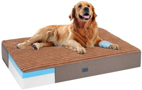 Veehoo Orthopedic Memory Foam Dog Bed, 7 Inch Thick Extra Large Dog Bed XL for Senior Dogs with Ultra-Soft Fluffy Surface, Waterproof Liner, Removable Washable Cover and Non-Slip Bottom, 48x30x7