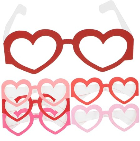 BESPORTBLE 6pezzi Occhiali di Carta Forma di Cuore per Feste di San Occhiali per Foto Accessori per Costumi per Decorazioni Festose