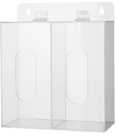 SiaBiced Acrylic Disposable Glove Dispenser Transparent Glove Rack Wall Mount for Beard Covers, 2 Grids