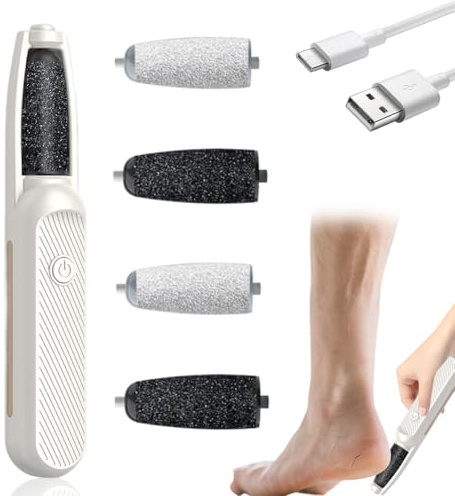 Set di pedicure elettrico ricaricabile, per la cura dei piedi, elettrico, per la rimozione dei calli dei piedi con lime intercambiabili per la pelle morta, dura e screpolata
