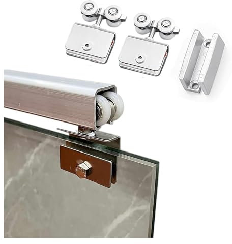 Sliding Door Track Kit for Glass Bypass Doors, Ceiling-Mounted Heavy-Duty System for Hidden Wardrobe Doors, Complete Set for 2 Door Sliding Systems, Smooth Operation