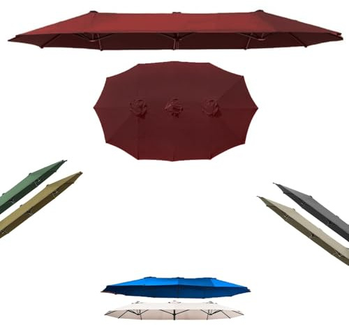 ZIUSFAC Housse De Rechange pour Parasol Double Toile Parasol Grand 12 Bras Auvent De Rechange pour Parasol De Marché 460×270cm Toile De Parasol(Burgundy)
