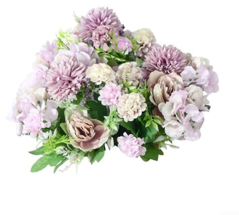 Lot de 4 pivoines artificielles en soie et hortensias pour mariage et décoration d'intérieur Violet