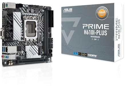ASUS Prime H610I-PLUS-CSM Intel® H610 (LGA 1700) Mini-ITX Motherboard with DDR5 5600, PCIe 4.0, M.2 Slot, Intel® 1 Gb Ethernet, DisplayPort, HDMI™, D-Sub, USB 3.2, SATA 6, ASUS Control Center Express