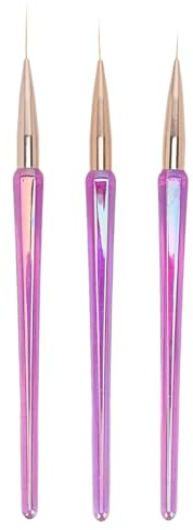 Juego de 3 pinceles para delineador de uñas, 12 mm, 16 mm, 21 mm, pinceles súper finos para decoración de uñas, para dibujar, pintar, salón profesional, uso doméstico, pelo de