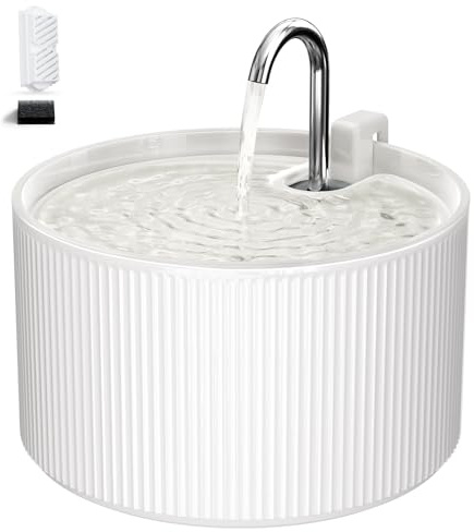 Voluas Keramik Katzenbrunnen 2,2L – Trinkbrunnen Katze mit Ultra-Leiser Pumpe, Leiser Wasserspender für Katzen, Haustierbrunnen für Innen mit Ersatzfilter