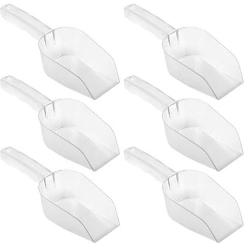 UTHCLO Cuchara Pala de Hielo Grande de Plástico Transparente, 6 Unidades Multiusos para Cocina, Bar y Fiestas, Herramienta para Alimentos y Congelador, Pala de Harina y Arroz