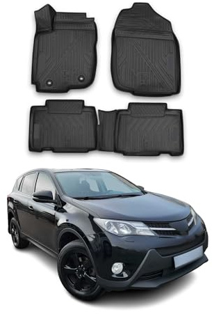 OMAC Gummimatten Fußmatten kompatibel mit Toyota RAV4 2013-2018 TPE Automatten Schwarz 4X