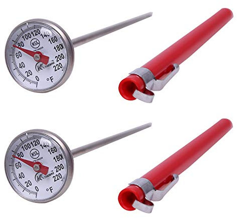 KT THERMO Instant Read 1-Inch Dial Thermometer(2-Pack),Best for The Coffee Drinks,Chocolate Milk Foam