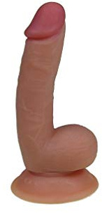 Doktor Dildo 01 Le Débutant - Gode avec testicules et ventouse en TPE. Jouet sexuel érotique pour les hommes, les femmes, en solo et pour les couples. Longueur 12/18 cm, Ø 3,2-3,8 cm, couleur peau