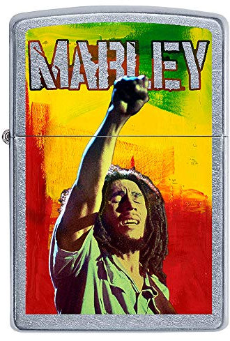 ZIPPO – Sturmfeuerzeug, Bob Marley™ © Fist in The Air, Color Image, Street Chrome, nachfüllbar, in hochwertiger Geschenkbox