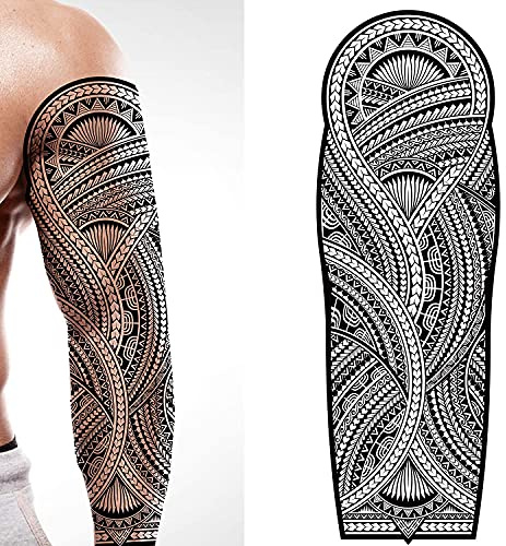 Tatodays tillfällig tatuering full arm stick på kroppskonst överföring tribal polynesisk hawaiian aztec fancy dress herr kvinnors falska temp tatuering cosplay