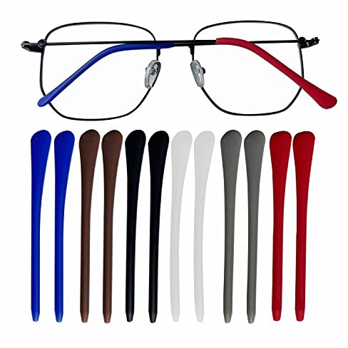KECHIO Silicone Anti-Slip Eyeglass End Tips Ear Cushions Ear Sock Pieces Tube Temple Tips Spectacle Retainers Elastic Comfort Replacement Tips for Thin Metal Eyeglass Legs 6 Pairs