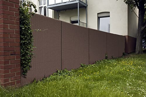 Polyrattan Sichtschutzmatte in Rattan-Optik PVC Sichtschutz Matte Sichtschutzzaun Balkongeländer Sichtschutzwand Balkonsichtschutz Balkon Zaun Windschutz Poolumrandung Zaun (300x100cm, Braun)