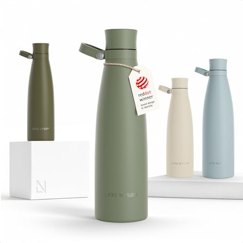 LARS NYSØM Borraccia Termica 750ml in Acciaio Inox | Bottiglia isolata 0.75 litro | Bottiglia d'Acqua a Tenuta stagna per Sport, Bicicletta, Cane (Sage Green, 750ml)