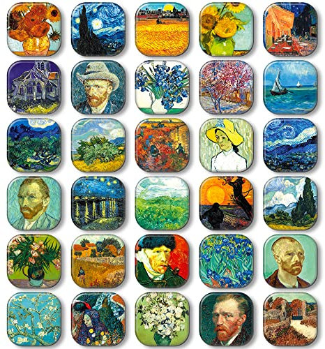MORCART 30 Pezzi Van Gogh Calamite Magneti Frigo Decorazione Frigorifero da Cucina Lavagna per Ufficio Superfici Metalliche e Magnetiche La Scelta Migliore per i Regali
