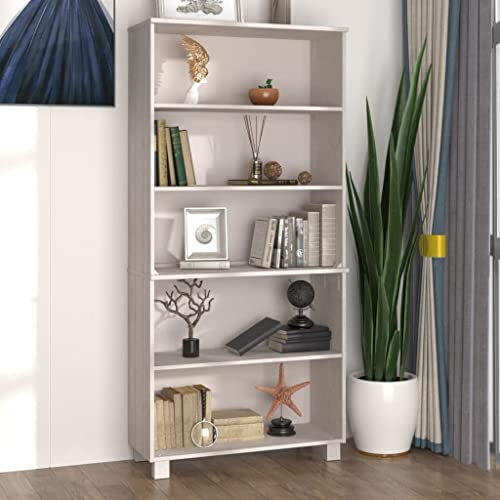 homiuse Highboard Massivholz Kiefer Weiß 85x35x180 cm Wohnzimmerschrank Vitrinenschrank Hochschrank Vorratsschrank Haushaltsschrank für Esszimmer Wohnzimmer Rustikalen Look Robust und Stabil Weiß