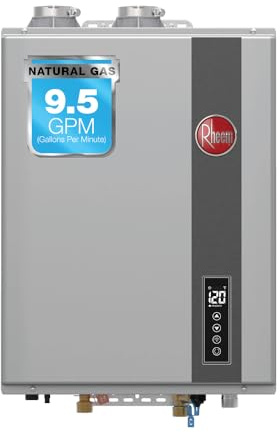 Rheem RTGH-95DVELN-3 Super High Efficiency Condensing Indoor Tankless Natural Gas Water Heater, 9.5 GPM with WiFi