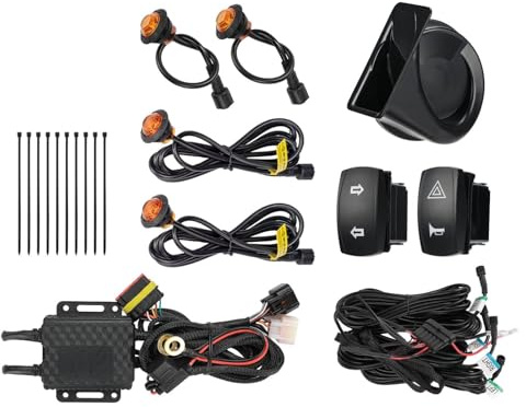 KEMIMOTO UTV Turn Signal Kit with Horn, Pre-Wired, Plug and Play UTV ATV Blinker with Rocker Switch, Hazard Light, Universal Street Legal Kit Compatible with Polaris, Can-Am, Kawasaki, CFMOTO