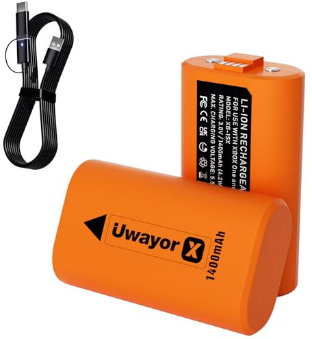 Uwayor Batería Xbox Baterías para Xbox Series X, Xbox Series S, Xbox One, Xbox One S, Xbox One X, Xbox One Elite Controller One Batería Naranja x2