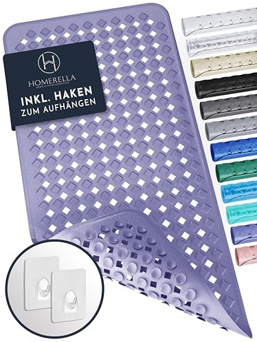 Homerella Tappetino antiscivolo per vasca da bagno 88x39cm, INCL. SOSPENSIONE | Senza BPA e sensibile alla pelle | Tappetino doccia antiscivolo resistente alla muffa e lavabile in lavatrice
