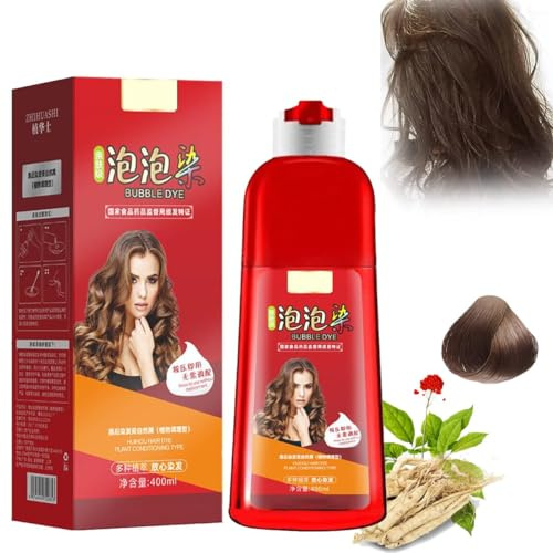 Zhihuashi Shampoo Tintura a Bolla,Tintura per Capelli Zhihuashi, Estratto Naturale di Erbe per Donne Uomini Tintura a Colore Shampoo (Marrone castagna)