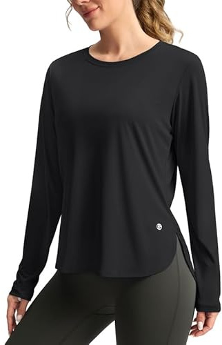 Women's Sun Shirts UPF 50+ Long Sleeve UV Protection Shirt Lightweight Quick Dry Workout Hiking Tops for Women(Black,S)