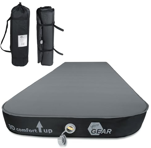 your GEAR ISO 3D - Komfortmatratze 200x73x10cm, Selbstfüllende Isomatte mit TPU Luftkammer – Outdoor Campingbett, Gästebett, Aufblasbare Luftmatratze, Isomatte selbstaufblasend, ganzjährig verwendbar