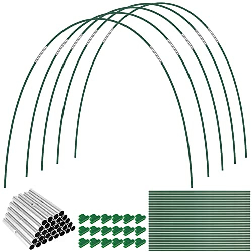 84Pcs Greenhouse Hoops for Raised Beds Greenhouse Hoops Frame Tunnel Kit 17In Detachable Fiberglass Support Hoops Rust-Proof Grow Tunnel Garden Hoops for Garden Netting