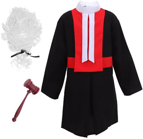 HEMOTON Richter Uniform für Kinder Richter Kostüm Outfit für Kinder Richterauktion Kinder Halloween kostüm für Kinder Jungen Kleidung Baby Kleidung Richter Perücke für Halloween Cosplay 100-130cm