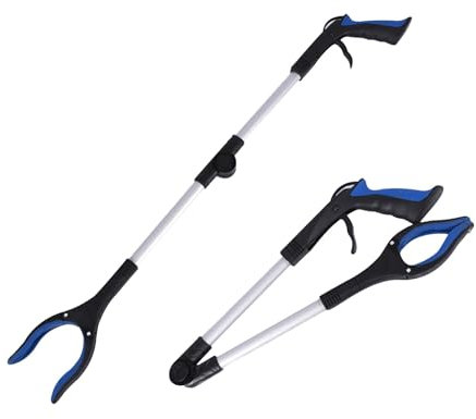 KAREN66 Faltbare Greifzange für Senioren 80cm Aluminium Müllzange, Greifer mit Magnetspitzen, Greifhilfe mit Ergonomischer Griff, für Senioren und Kinder Greifzange für Müll (Blau)