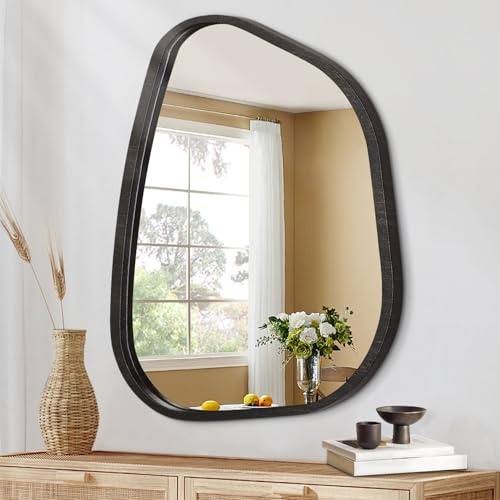 HLFMVWE Unsymmetrische wangenspiegel, unregelmäßige ellipsikone mit modernem mauerspiegel für die geschminktische, den Wohnzimmer - und schlafzimmereingang im Flur, 35x25CM kleinere Wellen