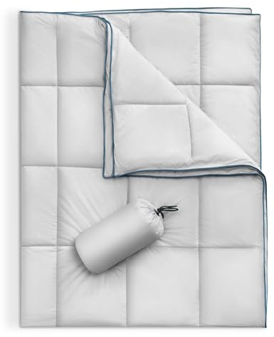 Sonive Campingdecke Reisedecke Ultraleicht,wasserdichte Decke,100% Nylon Warme Outdoor Decke Winddichte für den Außenbereich, leicht, verstaubar,203x213cm,Hellgrau