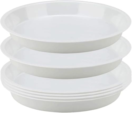 Senda 6 Pezzi Sottovasi Rotondi in Plastica Sottovasi Raccogli Gocce Vassoi per Piante per Interno Esterno Giardino Piante Fiori Verdure (Bianco, 20cm)