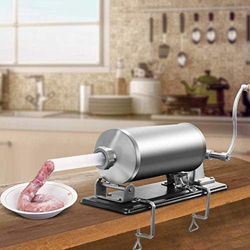 OHMG Poussoir à Saucisse 3L,en Aluminium Inoxydable Machine à Saucisses Professionnelle Manuel Poussoir à Viande avec 4 Tubes,Machine à Viandes Lavement,Remplisseur professionnel de saucisses (3.6L)