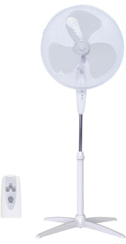 Ventilador de pie oscilante 45W con mando a distancia, ideal para refrescar espacios, ajustar dirección del aire y mejorar la circulación.