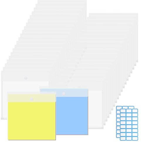 BSTKEY 40 Stück Top-Loading Scrapbook Papier Aufbewahrung Organizer Vinyl-Papier Aufbewahrung Transparente Datei Papiertüte Karton Organizer Fotopapierhalter mit Haftindex-Tabs