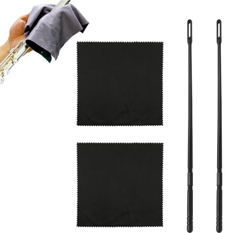 4 Stück Flötenputzer Set,Flötenreinigungsset 2 Stk Reinigungstücher Mit 2 Stk Flöten Reinigungsstab,Flötenputzer Blockflöte,Querflöte Putztuch,Für Die Pflege Ihres Instruments (Schwarz)