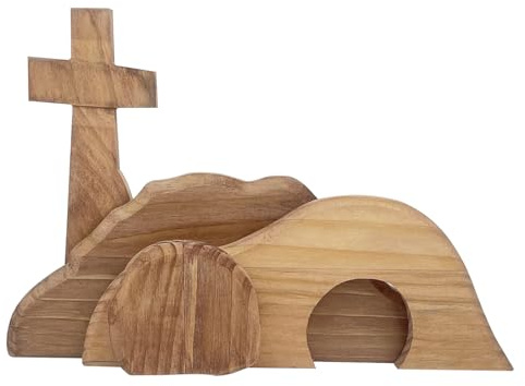 KEAGAN Das leere Grab Osterszene und Kreuz aus Holz Ostergrab Set Ostern Auferstehung Szene Set Holz Ostern Creche leeres Grab Auferstehung Szene Christliche Osterdekoration