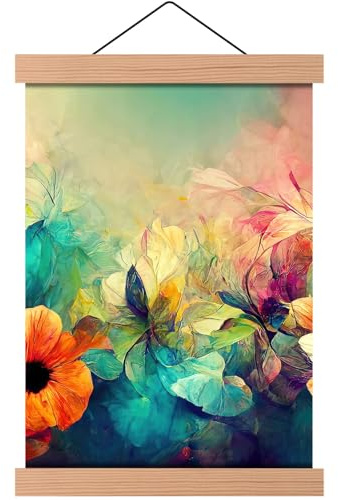 MG Design Natural Posterleiste aus Holz 61 cm – magnetischer Poster-Aufhänger, 4 Leisten mit starker Haftung, mit Aufhängeschnur – für Poster, Fotos & Zertifikate