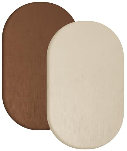 Yoofoss 2er Pack Musselin-Baumwolle Bettlaken Spannbettlaken Kinderwagen Beistellbett 82x42 cm Stubenwagen Matratzenschoner für Laufgitter Babybett (Beige Braun)