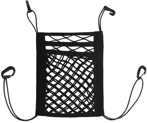 Bolsa de malla de 3 capas para el respaldo del coche, rejilla de malla para el asiento trasero, barrera para mascotas, red elástica para equipaje, organizador para el interior del coche