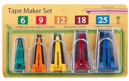 Bojueshaw 5pcs Multicolour Bias Tape Maker Kit,5 Size Fabric Folding Tool for Sewing Making Bias Binding,Quilting & DIY Crafts(6mm/9mm/12mm/18mm/25mm)